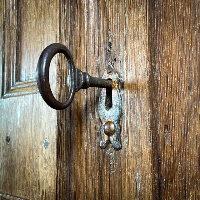 Wood Antique German Oak Wardrobe, 1680 For Sale - Image 7 of 16