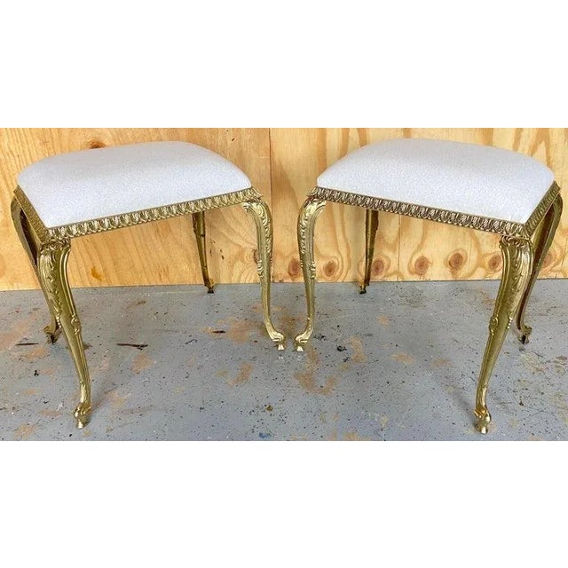 20th Century French Neoclassical Bronze Benches /Ottomans Kravet Cashmere Upholstery - a Pair For Sale - Image 9 of 11
