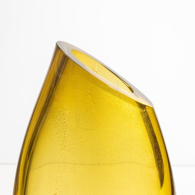 Amber Hand Blown Murano Vase in Amber With 24-Karat Gold Flecks Large For Sale - Image 8 of 12
