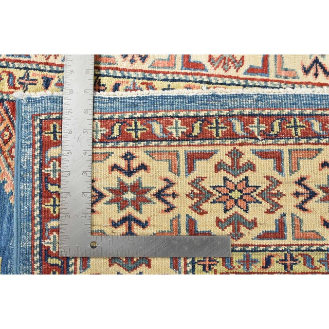 Fine Kazak Rug 5’2” X 6’2” Blue Wool Tribal Hand-Knotted Oriental Carpet For Sale - Image 12 of 12