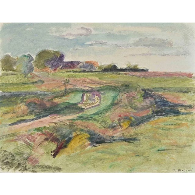 The Meadow is an Original watercolor and pastel drawing realized by Robert Fonténé. Hand-signed on the lower. The artwork...