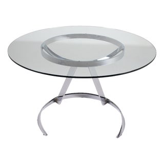 Chrome Steel and Glass Table Scimitar Model by Boris Tabacoff for MMM, 1970s For Sale