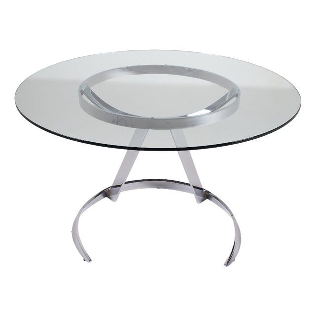 Chrome Steel and Glass Table Scimitar Model by Boris Tabacoff for MMM, 1970s For Sale