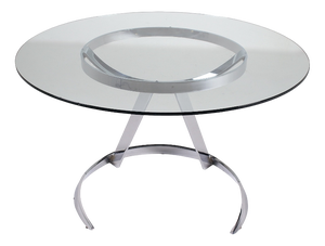 Chrome Steel and Glass Table Scimitar Model by Boris Tabacoff for MMM, 1970s