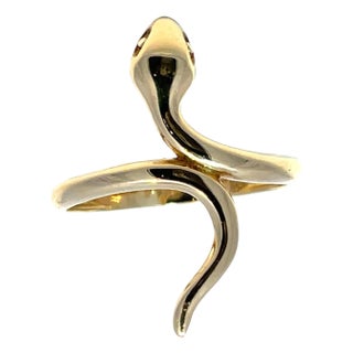 14k Yellow Gold Snake Ring, Size 7 For Sale
