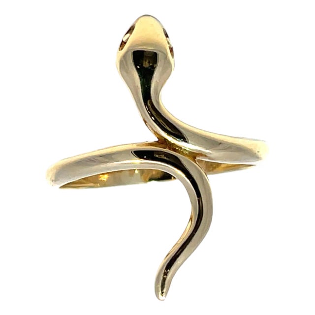 14k Yellow Gold Snake Ring, Size 7 For Sale