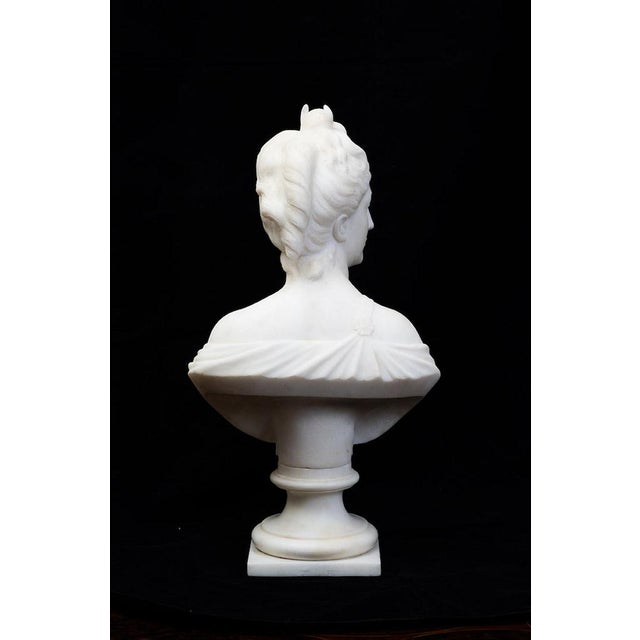 Antique 19th Century Neo-Classical Sculpture in White Statuary Marble Depicting Diana the Huntress, France For Sale - Image 6 of 7