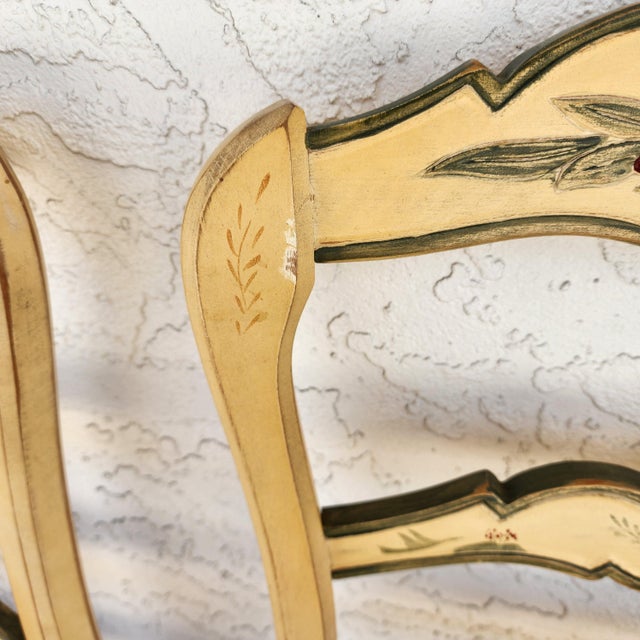 Habersham French Country Dining Chairs Rush Hand Painted For Sale - Image 12 of 12