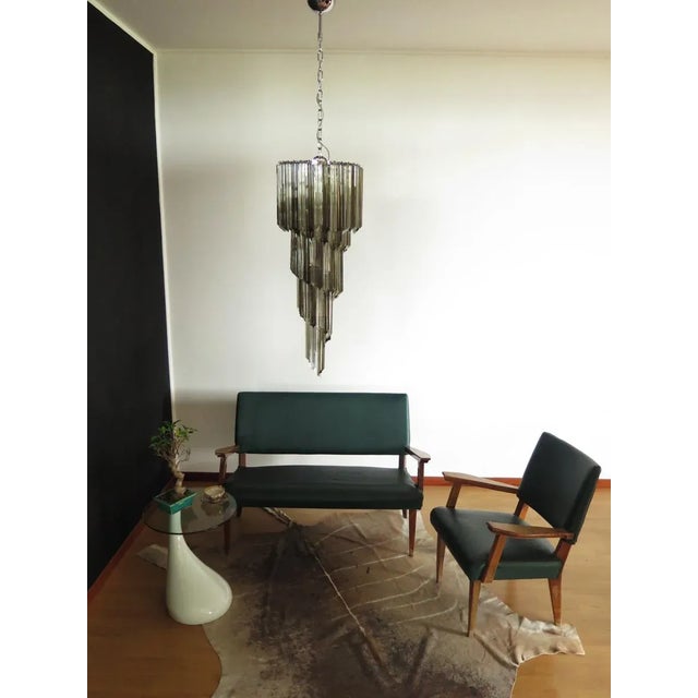 Vintage Italian Chandelier with 86 Smoked Glass Prisms, 1983 For Sale - Image 9 of 15