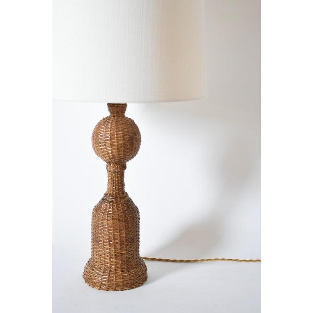 Rattan Skin Baluster Table Lamp, 1970s For Sale - Image 3 of 6