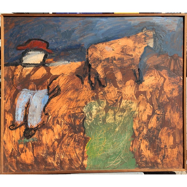 Orange "The Cowboy" Mid Century Abstract Expressionist Female Artist For Sale - Image 8 of 9