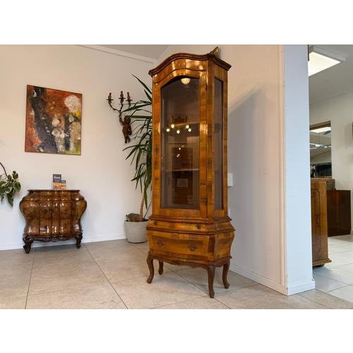 Baroque Style Inlaid Walnut Display Cabinet For Sale - Image 11 of 11