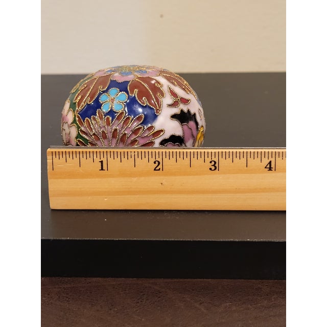 Paint Vintage Cloisonne Enamel Brass Paper Weight For Sale - Image 7 of 9