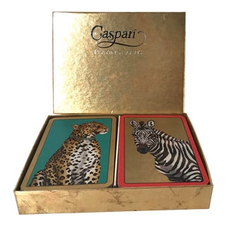 Vintage Safari Theme Caspari Double Deck Playing Cards For Sale