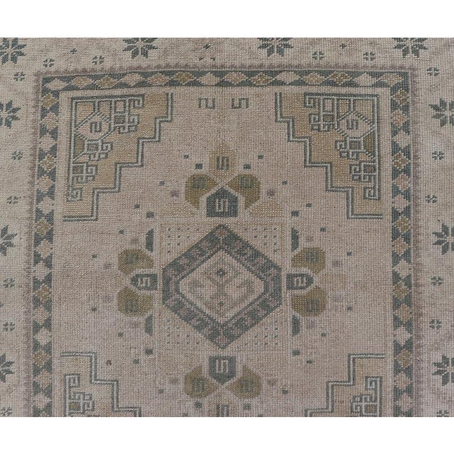 Textile Vintage Turkish Oushak Runner in Neutral Tones, Taupe, Gray Green, Yellow 3'2 X 10'8 For Sale - Image 7 of 12