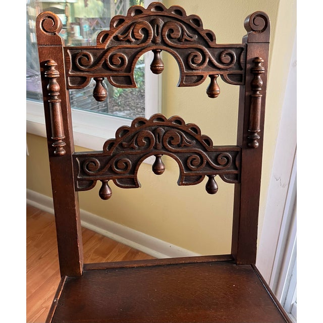 Mid-Century Modern Antique Sligh Furniture Jacobean Revival Oak Dining/Hall Chair–Derbyshire and South Yorkshire Side Chair-Circa 1910s For Sale - Image 3 of 13