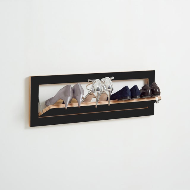 Contemporary 80×27-1 Fläpps Shoe Shelf in Black from Ambivalenz For Sale - Image 3 of 6
