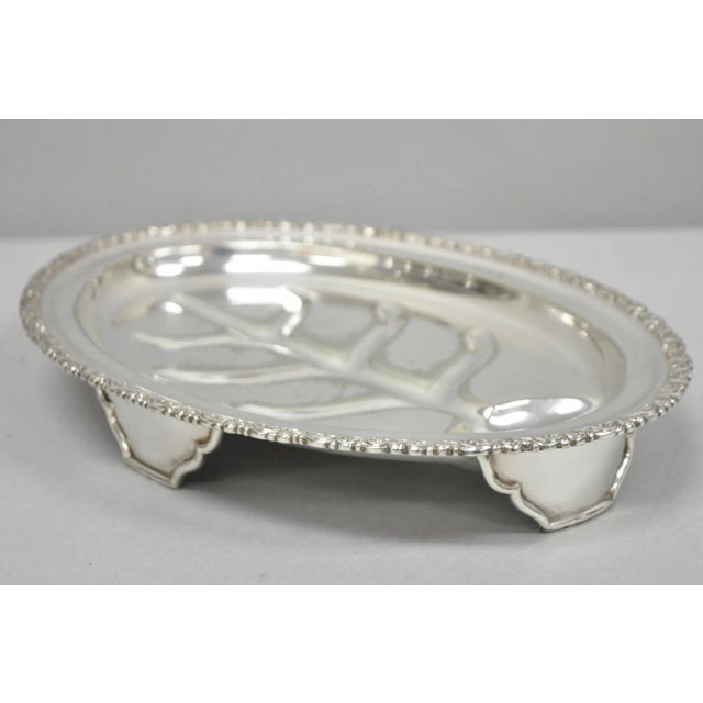Traditional Antique Rogers Bros English Regency Silver Plated Small 12" Meat Cutlery Tray For Sale - Image 3 of 14