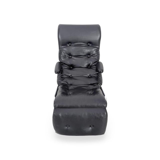 Mid-Century Modern Rocking Chair in Leather from Maison Lama For Sale - Image 3 of 11