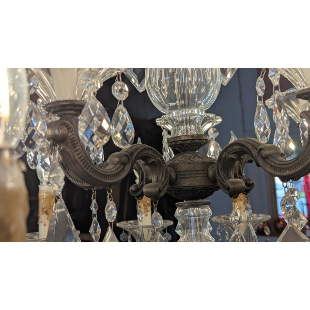 Antique Rococo Revival Chandelier, Metal & Crystal, France For Sale - Image 10 of 17