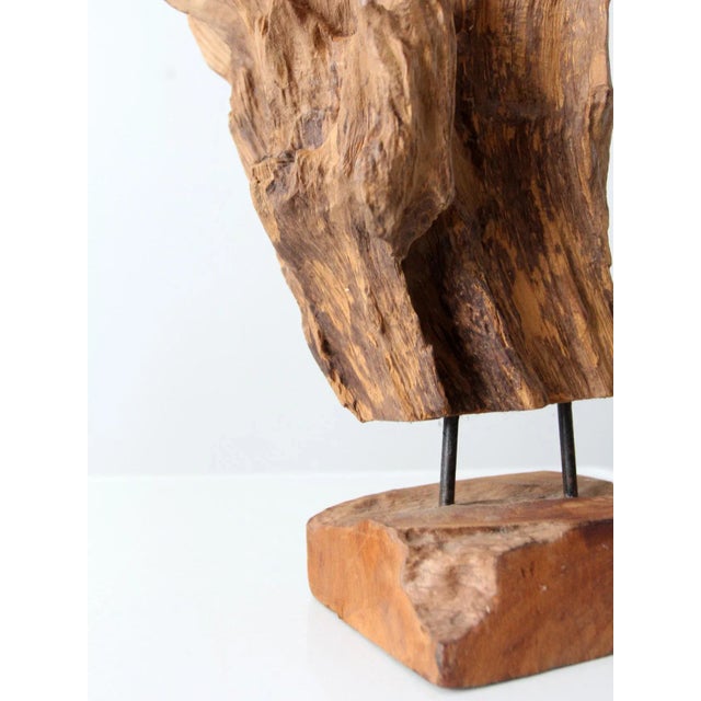 Mid-Century Wood Sculpture on Stand For Sale - Image 10 of 13