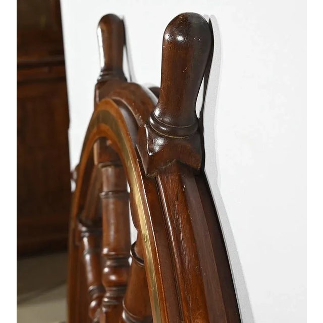 Teak Boat Wheel Bar For Sale - Image 10 of 12