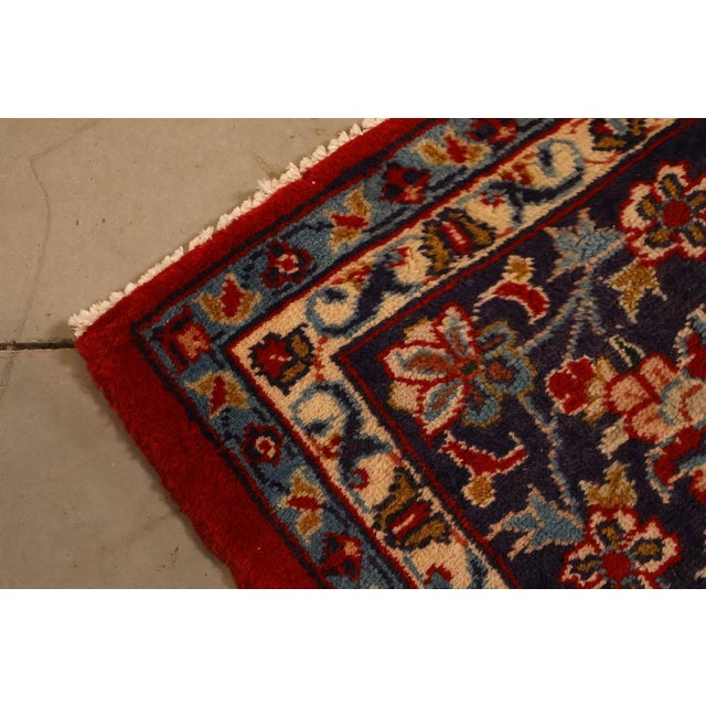 Hand Knotted Persian Style Vintage Wool Area Rug Red Field Floral Medallion For Sale In Philadelphia - Image 6 of 18