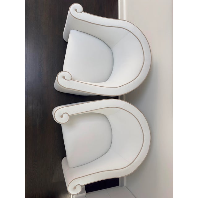 1980s Casa Bique High-Fashion Scroll Chairs Pair For Sale - Image 6 of 17