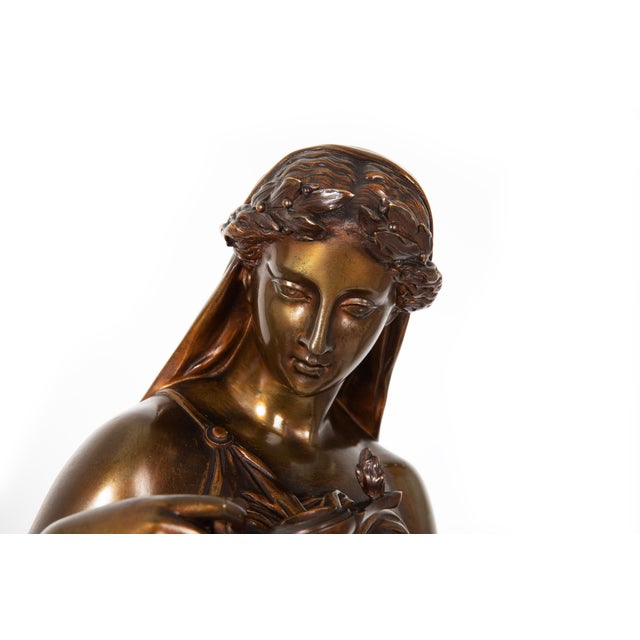 19th Century Pair of French Antique Bronze Sculpture “Uranie” and “Erato” by Emile Picault For Sale - Image 5 of 18