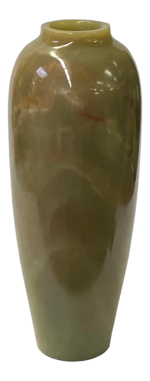 Natural Olive Green Brown MIX Stone Carved Round Display Vase