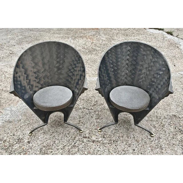 Cone-Shaped Armchairs by Steel-Line, 1980s, Set of 2 For Sale - Image 6 of 14