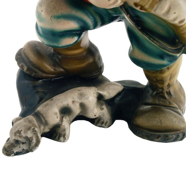 1930s Italian Art Deco Polychrome & Plaster Figurine, 1931 For Sale - Image 5 of 8