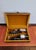 Mid 20th Century Vintage European Distressed Leather Flatware Display Chest For Sale - Image 5 of 11