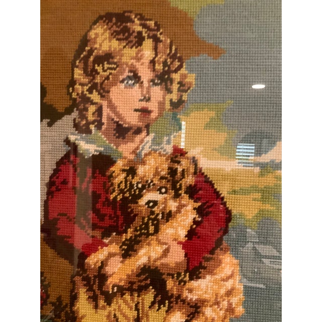 Child With Puppy Needlepoint For Sale - Image 4 of 4