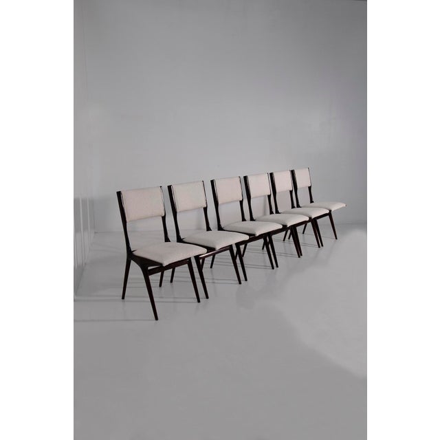 1950s White Bouclè Velvet Chairs Mod. 634 by Carlo De Carli, 1950, Set of 6 For Sale - Image 5 of 13