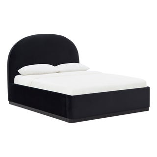 Marlow Performance Velvet Queen Bed, Black For Sale