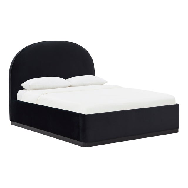 Marlow Performance Velvet Queen Bed, Black For Sale