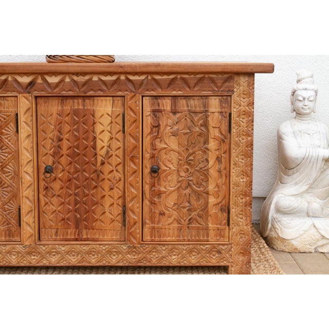 120" Long Coromandel Coast Carved Sideboard For Sale - Image 9 of 12