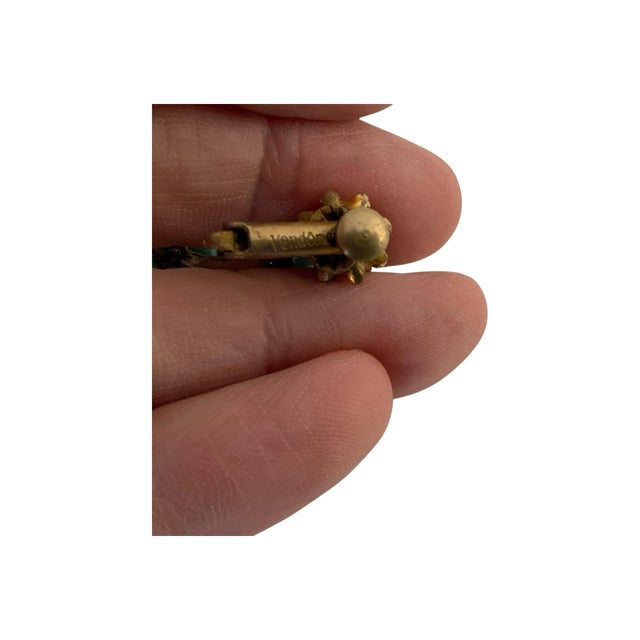 Vendome Pair of Vintage Vendome Faux Pearl & Turquoise Earrings For Sale - Image 4 of 4