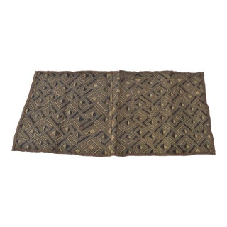 Early 20th Century Kuba Double Square Raffia Textile 44.5x22Inch For Sale