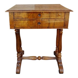 1960s French Walnut and Bulr Wood Vanity For Sale