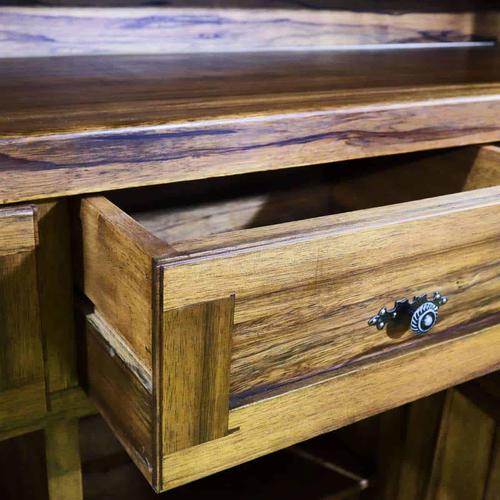 Brown Rustic Wooden Cupboard with Display Top For Sale - Image 8 of 15