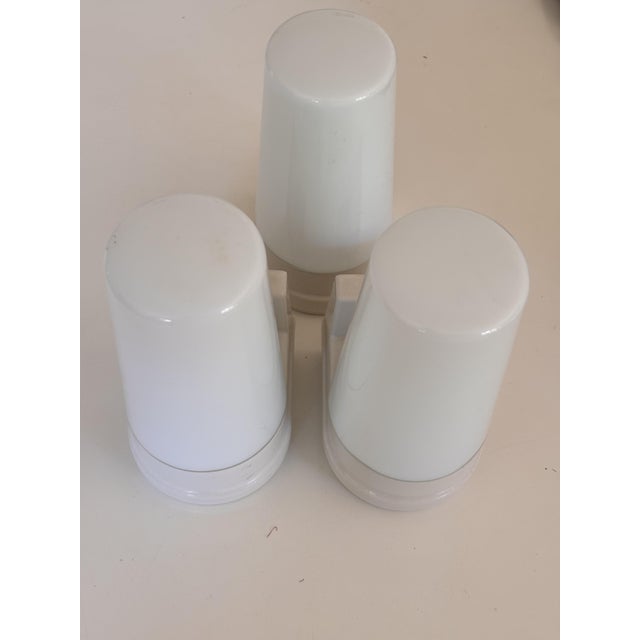 White Porcelain & Opaline Glass Model 6080 Wall Lights by Sigvard Bernadotte for Ifö, 1960s, Set of 3, in Very Good...