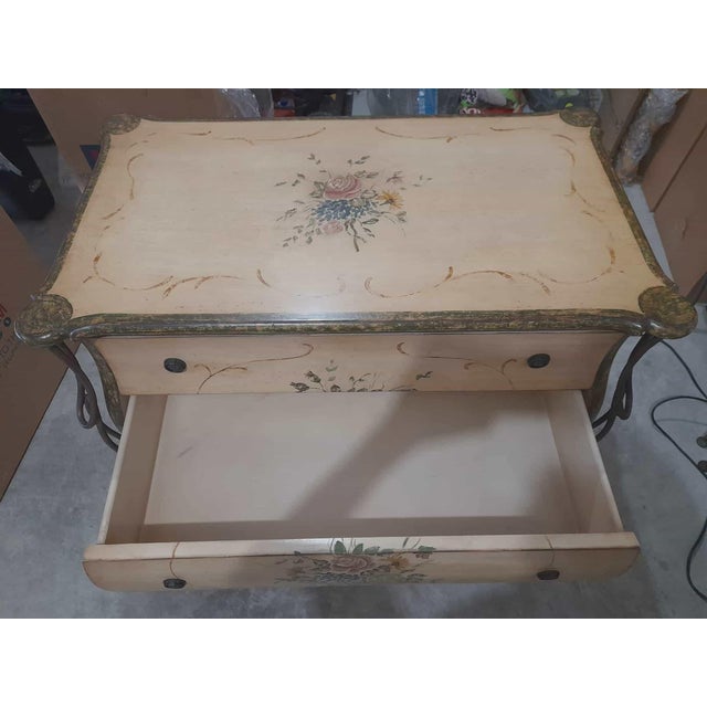 Hand-Painted Bombe Chest With Wrought Iron Legs – Elegant Curved Design For Sale In Austin - Image 6 of 6