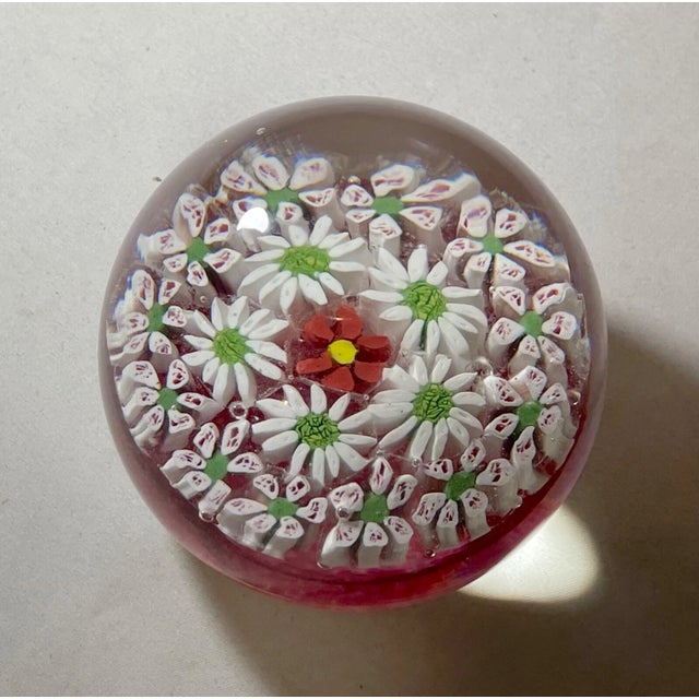 Glass Vintage Hand Blown Italian Murano Art Studio Glass Millefiori Paperweight Ball For Sale - Image 7 of 8