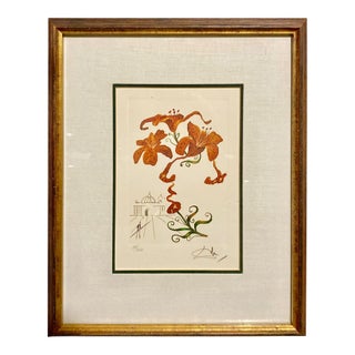 Salvador Dalí Limited Edition Tiger Lilies Print Hand Signed/Numbered For Sale