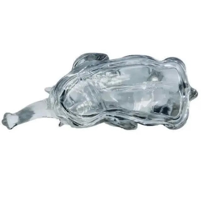 Transparent Vintage 1930s Co-Operative Flint Glass Co. Clear Elephant Figural Covered Box For Sale - Image 8 of 9