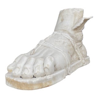 Early 20th Century Winged Foot Study in Carrara Marble, Padua, Italy, of the Roman God Mercury For Sale