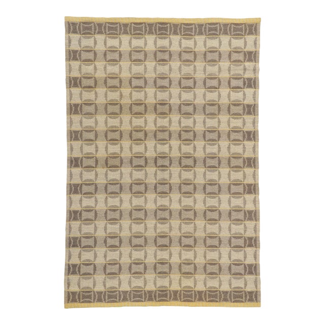 Mid 20th Century Vintage Swedish Deco Kilim Rug, 05'02 X 07'09 For Sale