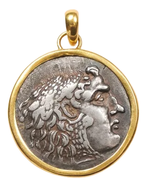 Antique Silver Tetradrachm trimmed w 22k gold